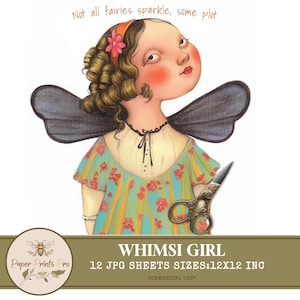 Vintage Whimsy Girls Clipart - 12 Digital JPG, 300 DPI for Scrapbooking, Junk Journals & Cards - Paper Prints Pro