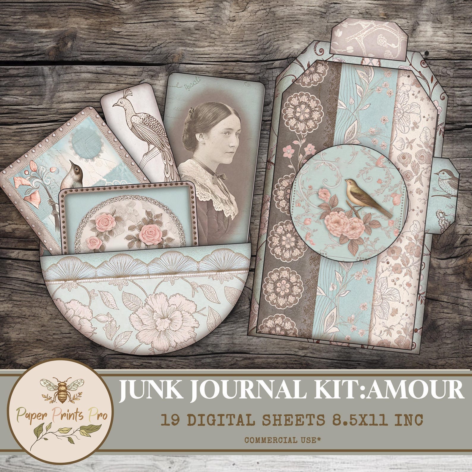 Vintage Junk Journal Kit – 19 Printable Pages With Pockets and Tags ...