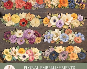 Floral Clipart, Flower PNG, Vintage Botanical Flowers, Floral Embellishments for Junk Journals, Ephemera, PaperPrintsPro