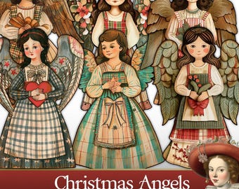 Printable Paper Dolls – Christmas Angels Ephemera for Junk Journals, Scrapbooking and Crafts – PaperPrintsPro