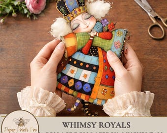 Printable Paper Dolls for Collage – Whimsy Royals Cutouts for Junk Journal, Mixed Media - PaperPrintsPro
