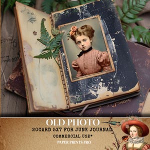 Vintage Photo Cards Collection ephemera – 20 Printable Junk Journal Cards with Antique Children's Portraits