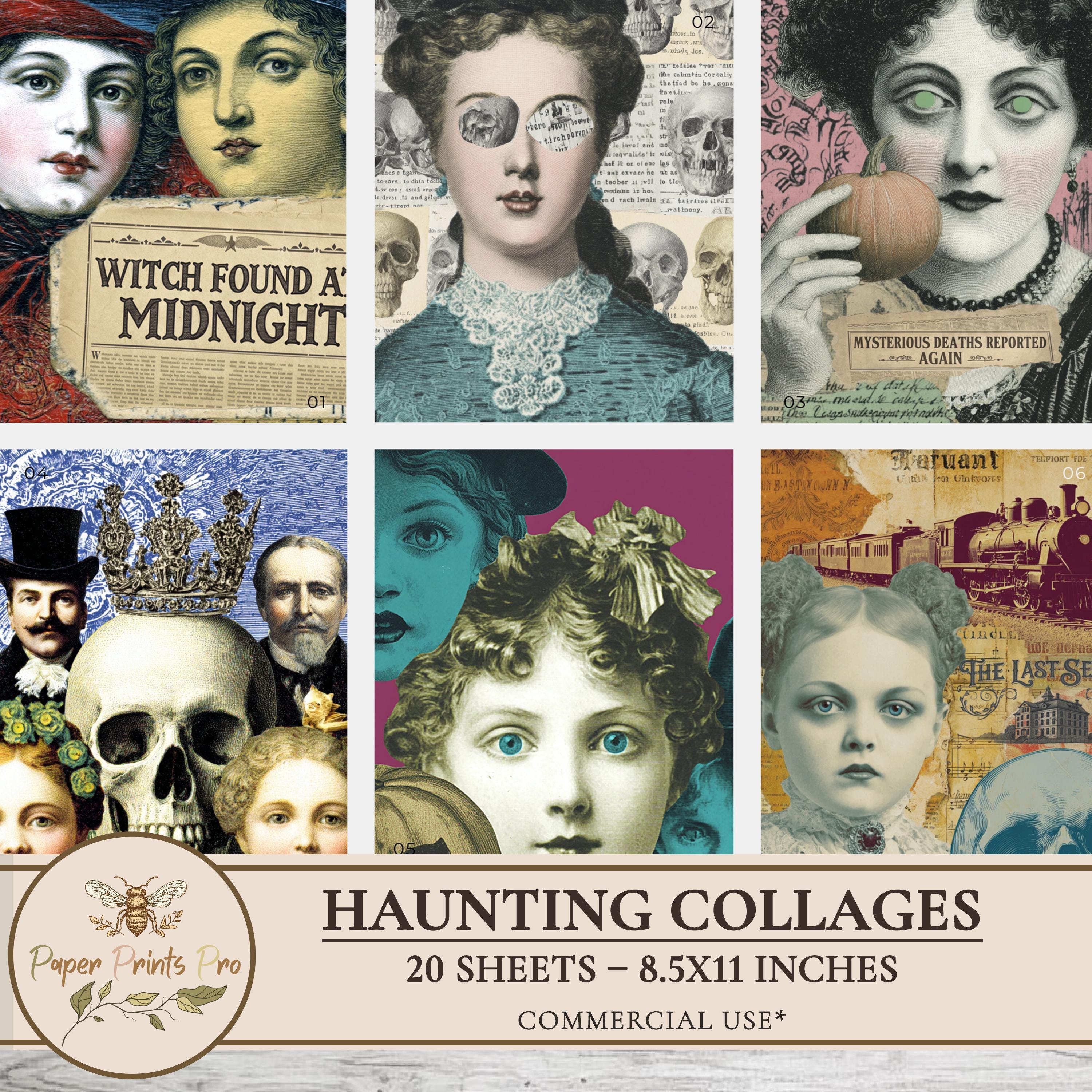 Printable Journal Pages Ephemera – Vintage Halloween Collages for Junk ...