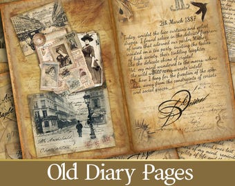 Vintage Diary Junk Journal KIT - Antique Letters and Scrapbooking Images