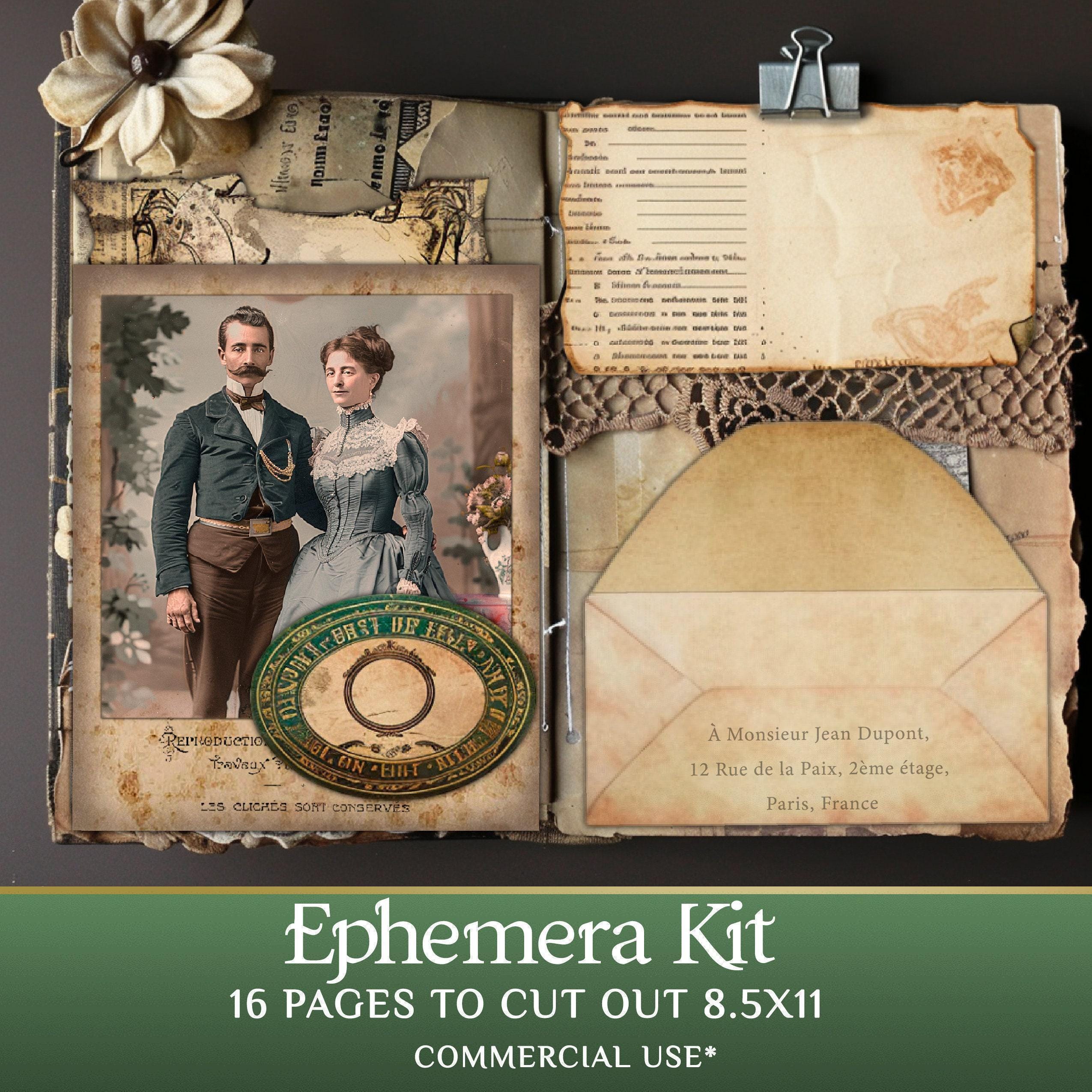VINTAGE EPHEMERA PACK - Junk Journal Supplies Scrapbook Kit ...