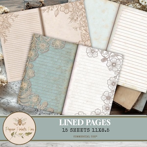Pages imprimables de journal avec lignes - 15 papiers à lettres pliables pour les journaux indésirables - PaperPrintsPro