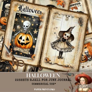 Vintage Halloween Junk Journal Printables – 22 Pages  for Scrapbooks and Journals – PaperPrintsPro