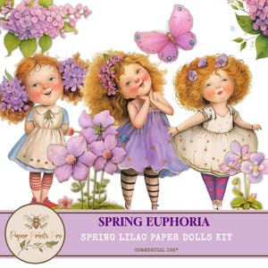 Vintage Spring Digital Paper Dolls Set – Floral Junk Journal Kit with Butterflies & Birds  for Junk Journals and Crafts - PaperPrintsPro