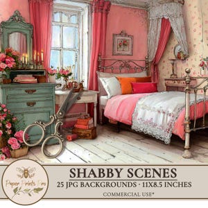 Shabby Chic Printable Backgrounds – Vintage Garden & Room Scenes for Junk Journals, Scrapbooking, Card, and  Art Projects- PaperPrintsPro