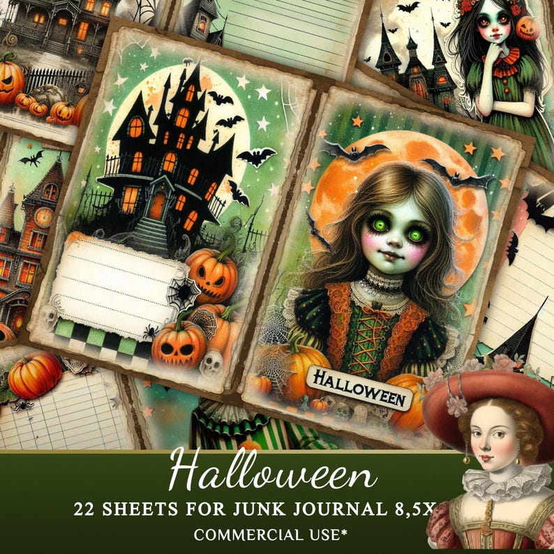 Halloween Junk Journal Printable Kit – 22 Pages for Scrapbooking ...