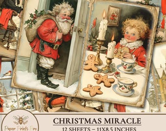 Vintage Christmas Junk Journal Kit: Printable Ephemera (Digital Download, PDF/JPGs)
