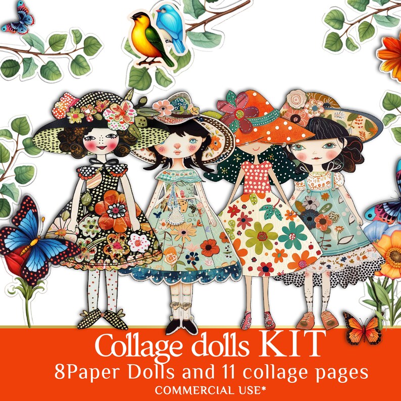 Paper Doll Collage Kit Printable Paper Dolls for Crafts, Collages, Postcards, Magazines