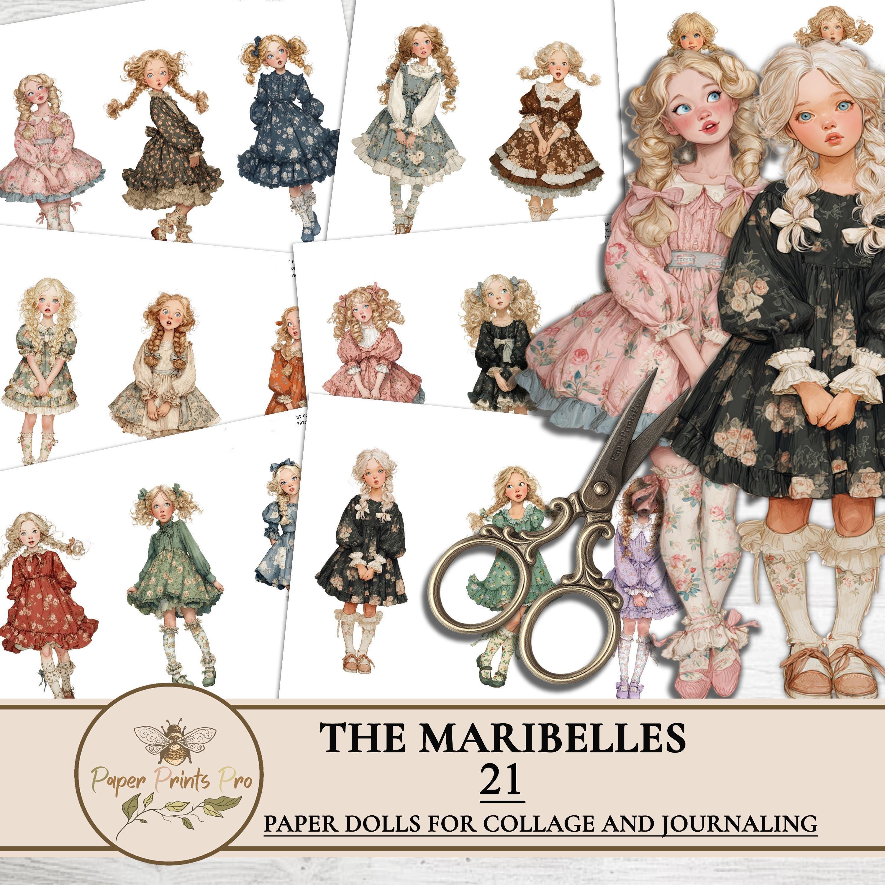 Printable Paper Dolls – 21 Vintage Style Girls Ephemera Kit for Junk ...