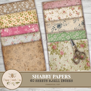 Shabby Chic Paper: 60 Vintage Floral , Grunge  Backgrounds – PaperPrintsPro