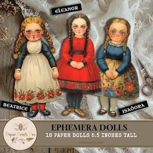 Victorian Printable Paper Dolls Kit – 18 Antique-Inspired Cutout Dolls with Letter & Envelope – Digital Ephemera - Paper Prints Pro