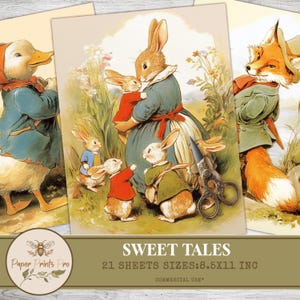 Vintage Animal Illustrations: Storybook Ephemera for Junk Journals (Digital Download)