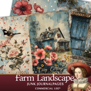 Junk Journal Pages - Vintage Shabby Chic Farmhouse Theme Distressed Paint