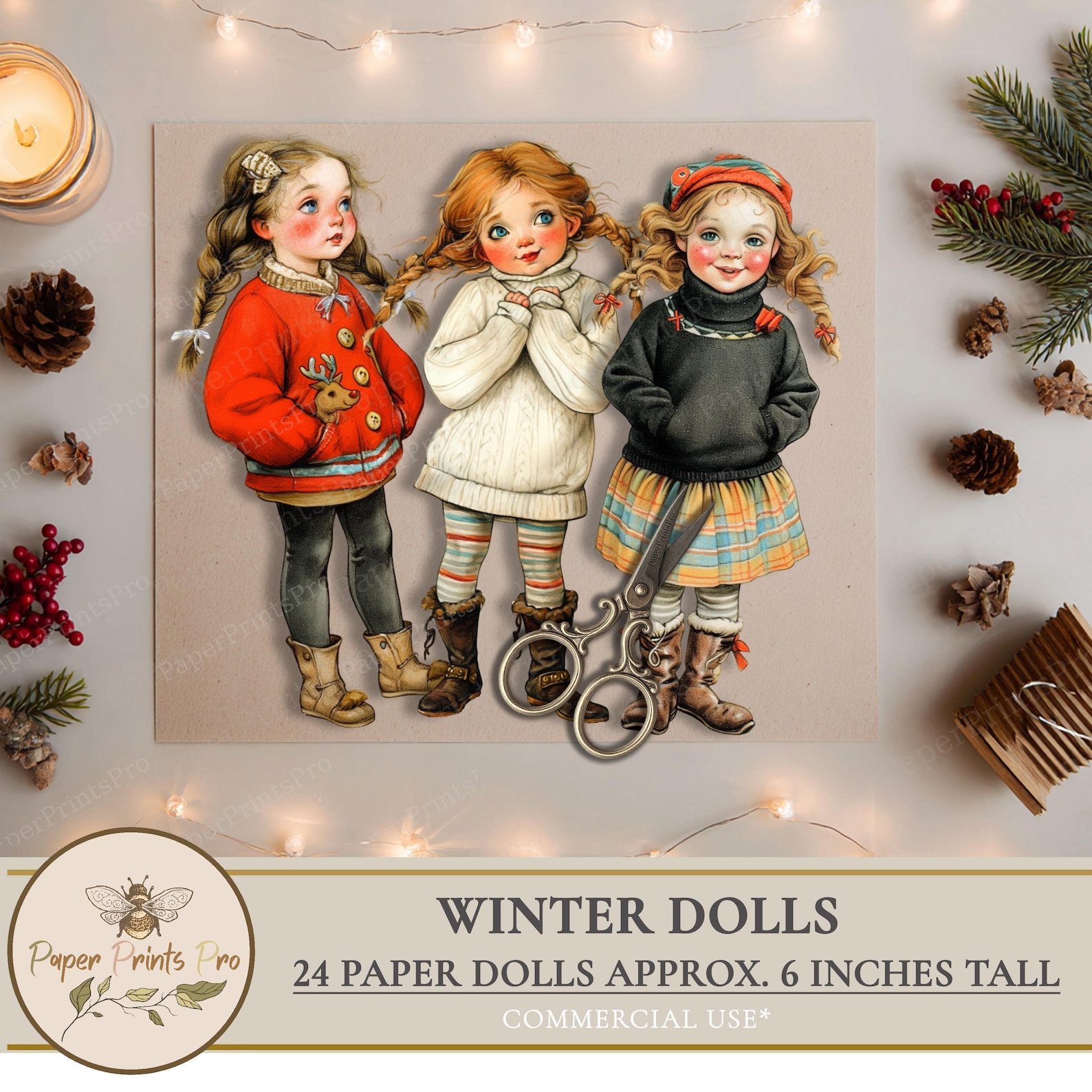 Winter Kids Paper Doll Set: Printable Holiday Craft Project for Junk ...