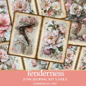Junk Journal Kit Tenderness - Digital Kit with Vintage Ephemera for Crafting