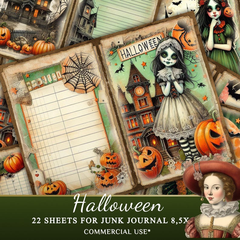 Halloween Junk Journal Printable Kit – 22 Pages for Scrapbooking ...