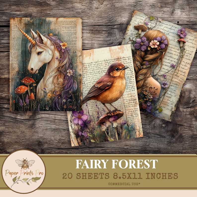 Printable Junk Journal Sheets – Fairy Forest Theme With Fairies and ...