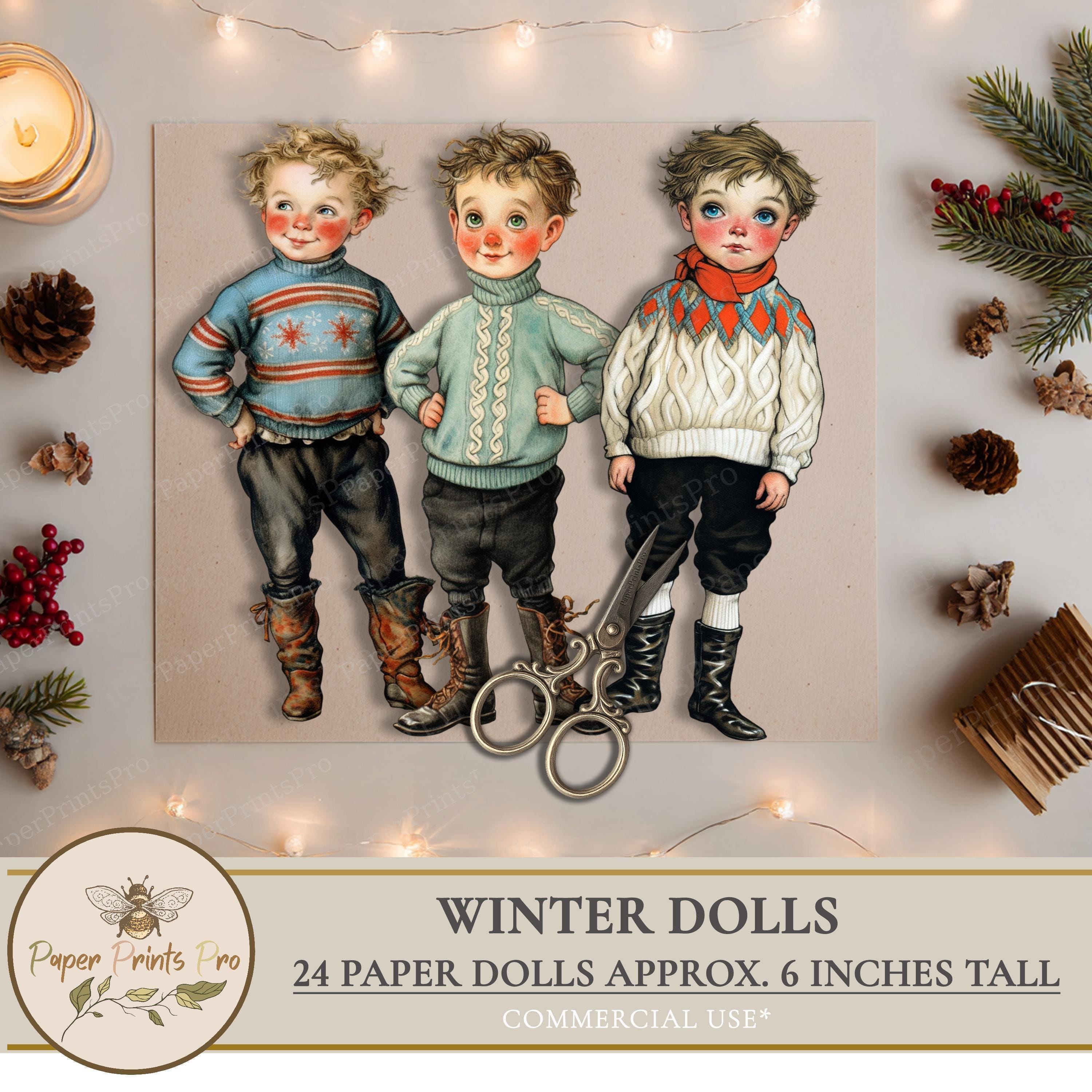 Winter Kids Paper Doll Set: Printable Holiday Craft Project for Junk ...