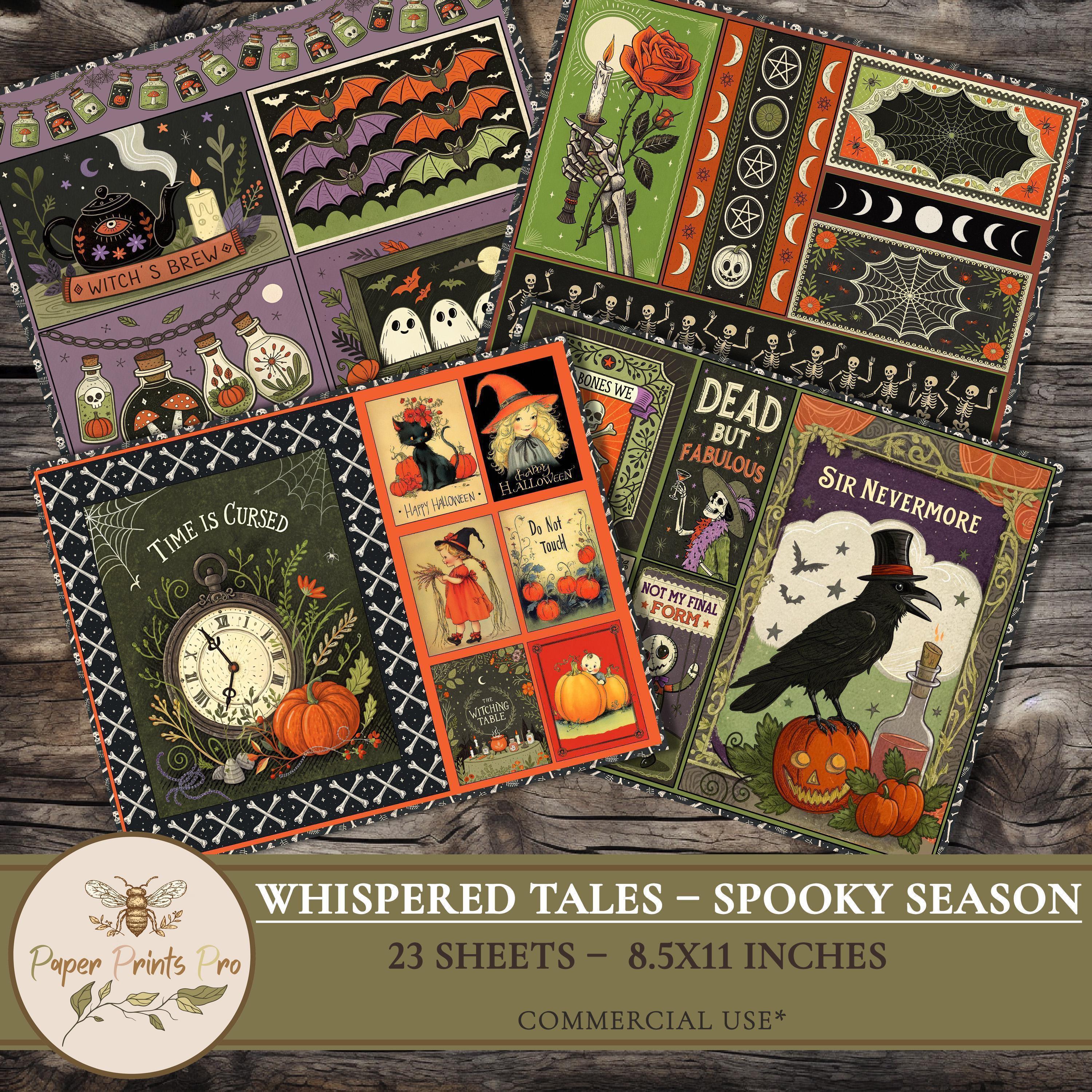 Printable Halloween Junk Journal Kit: Spooky Ephemera, Scrapbook Pages ...