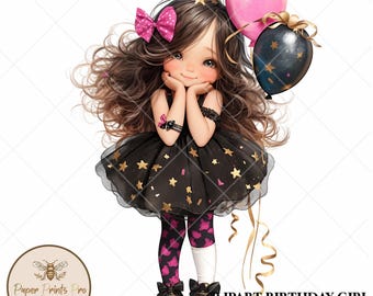 Girl Birthday Clipart – Junk Journal & Scrapbook Graphics (Digital Download)