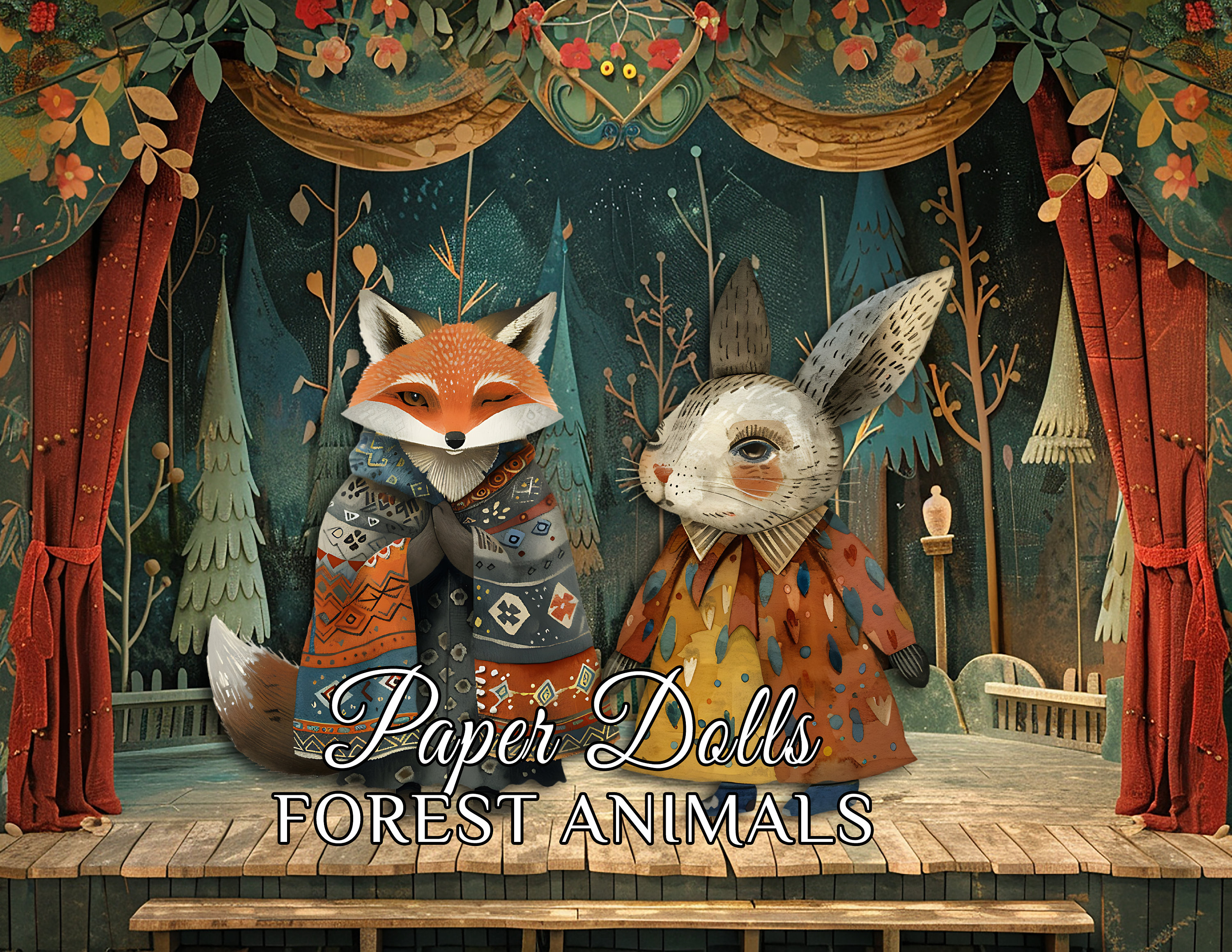 Animal Paper Dolls Set For Puppet Theater Kit Instant Fun With Scenes Il Fullxfull.5876636694 6fgl