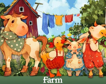 Farm Animal Paper Dolls: Puppet Theater Kit (Digital Download)