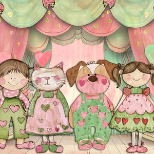 Adorable Paper Doll Kit for Puppet Theater and Scrapbooking - Gift Idea for Kids!