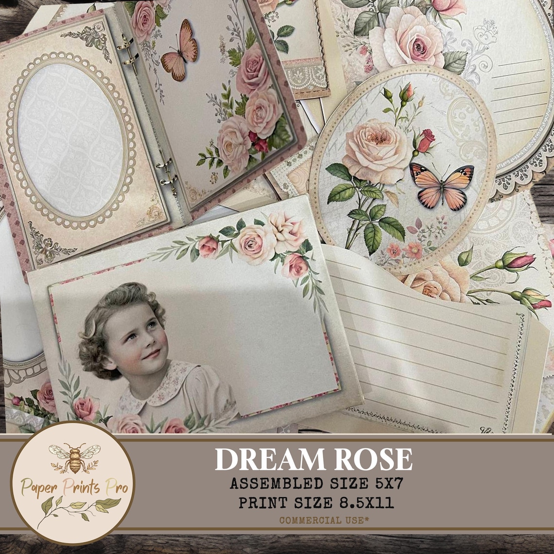 Vintage Rose Junk Journal Kit: Shabby Chic Ephemera (digital Download ...
