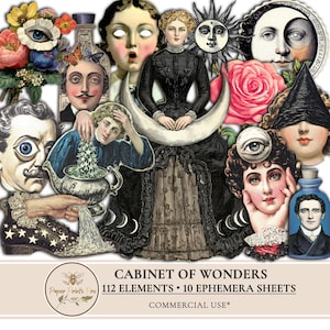 Ephemera Victorian oddities pack. Weird vintage ephemera curiosa cutouts -  junk journals. Ephemera printable - PaperPrintsPro