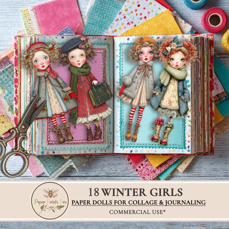 Printable Paper Dolls Winter Girls Vintage Cutouts for Junk Journals ...