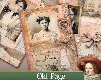 Printable Junk Journal Pages – Vintage Ephemera with Photos, Letters, Lace and Ribbon – PaperPrintsPro