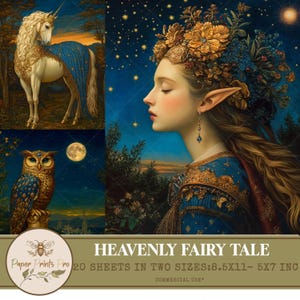 20 Junk Journal Pages –  Magical Fantasy Celestial Printable Images for Scrapbooking and Dreamy Aesthetics