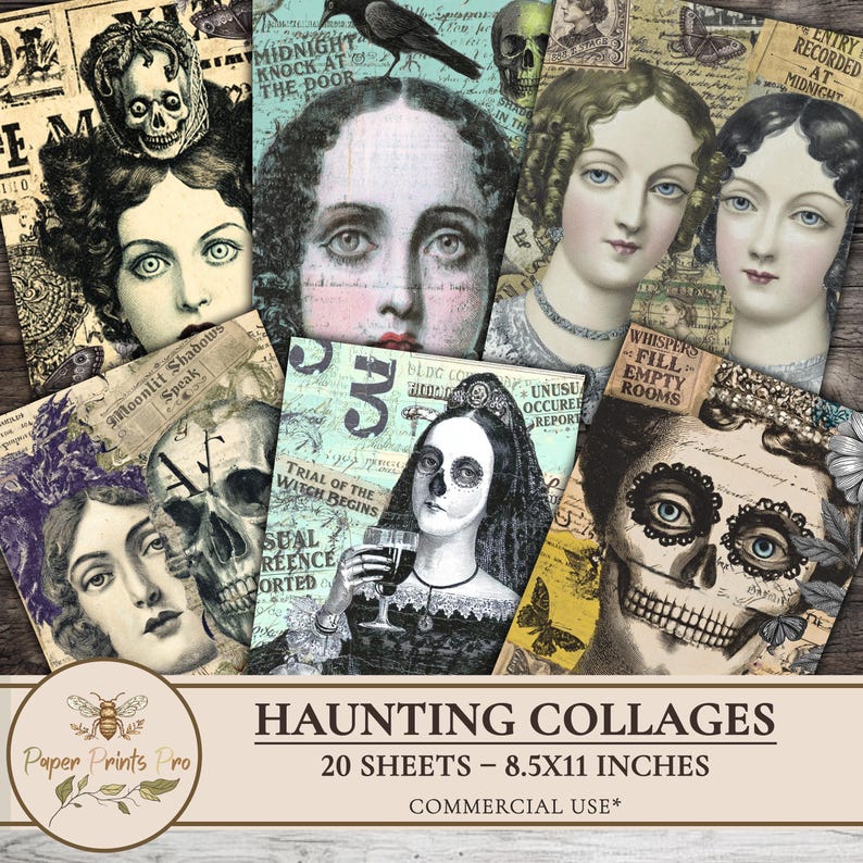 Printable Journal Pages Ephemera – Vintage Halloween Collages for Junk ...