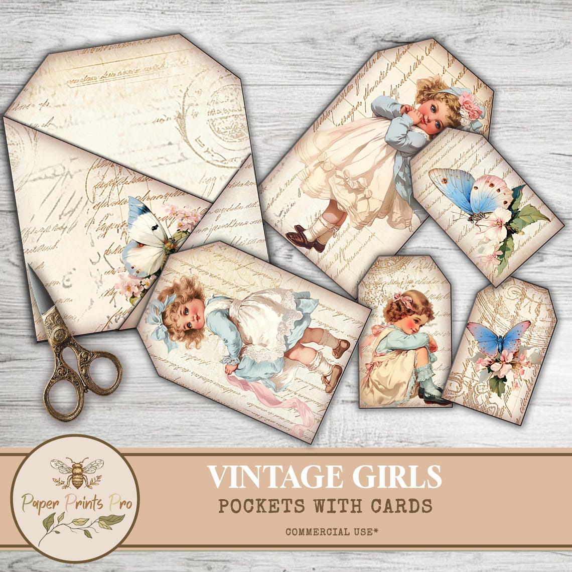 Junk Journal Pockets Printable – Vintage Girls Loaded Pockets With ...