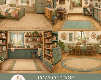 Cozy Cottage Backgrounds, Junk Journal Papers, Scrapbook Digital Paper, Printable backdrops, PaperPrintsPro