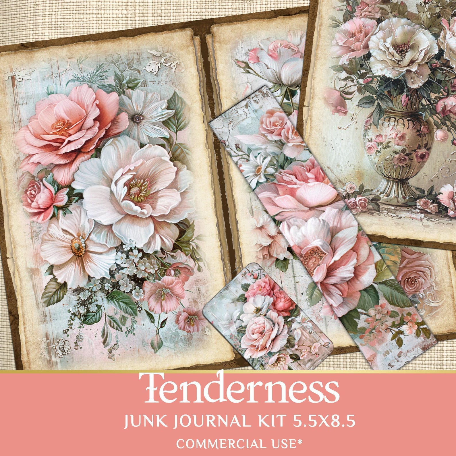 Junk Journal Kit Tenderness - Digital Kit With Vintage Ephemera for ...