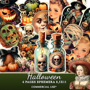 Vintage Halloween Clipart: Ephemera Printable Sheets (PDF & ZIP)