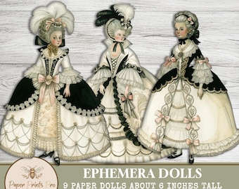 Vintage Baroque Paper Dolls: Ephemera for Junk Journals and collage (Digital Download)
