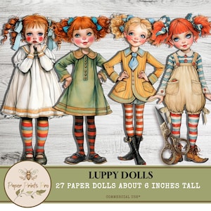 Paper Dolls Printable Set – 27 Ephemera Vintage style Cutouts for Junk Journals, Collage – PaperPrintsPro