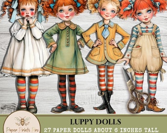 Paper Dolls Printable Set – 27 Ephemera Vintage style Cutouts for Junk Journals, Collage – PaperPrintsPro