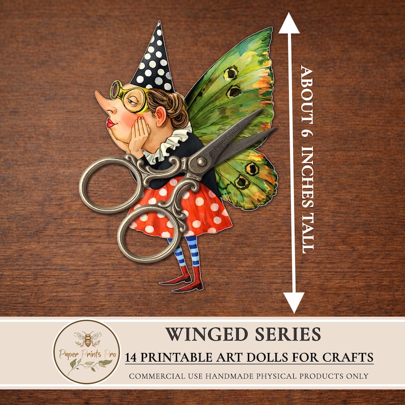Printable paper dolls digital clipart featuring winged art characters inspired by fairy and butterfly aesthetics. This set includes unique illustrated art dolls designed for crafting, junk journals, scrapbooking, collage, and handmade physical projects. High-quality printable artwork suitable for personal use and limited commercial use in handmade crafts.