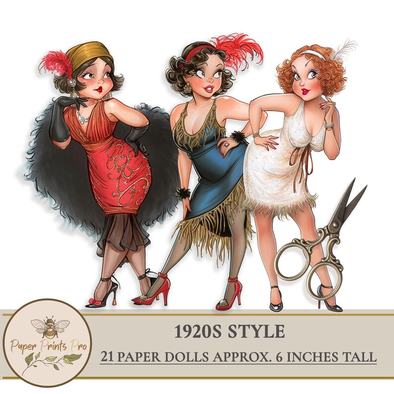 1920s Flapper Girls Paper Dolls Printable – Vintage Ephemera Cutouts ...