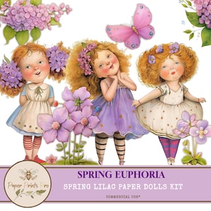 Printable Paper Dolls Set – Vintage Spring Floral Ephemera for Junk Journals and Scrapbooking – PaperPrintsPro