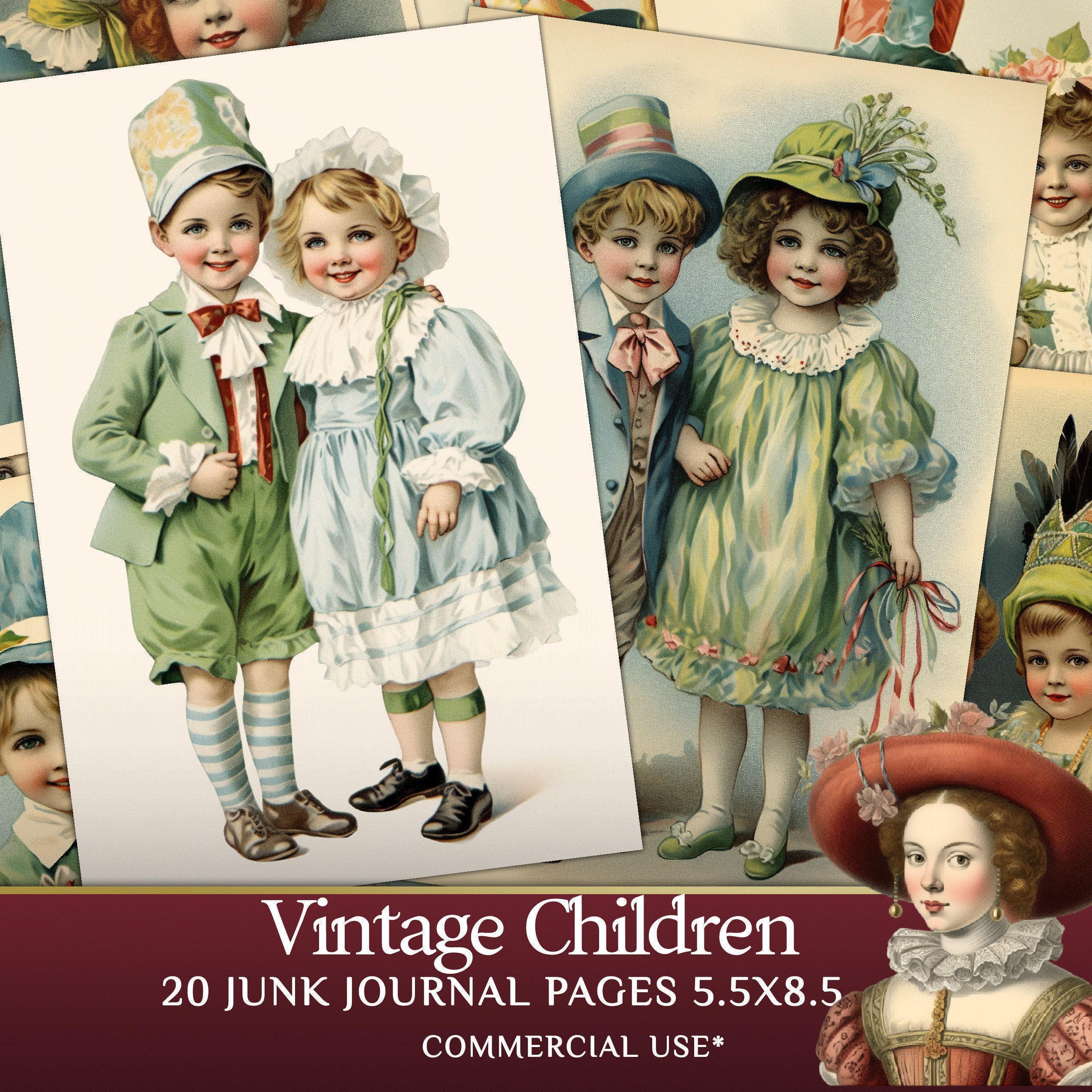 Printable Vintage Children Junk Journal Pages – Victorian Scrapbook Ephemera for Journals and ...