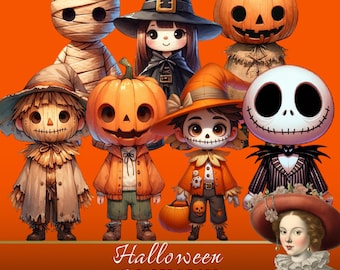 Printable Halloween Paper Dolls – 18 Cutout Figures for Junk Journals, Scrapbooking and Crafts – PaperPrintsPro