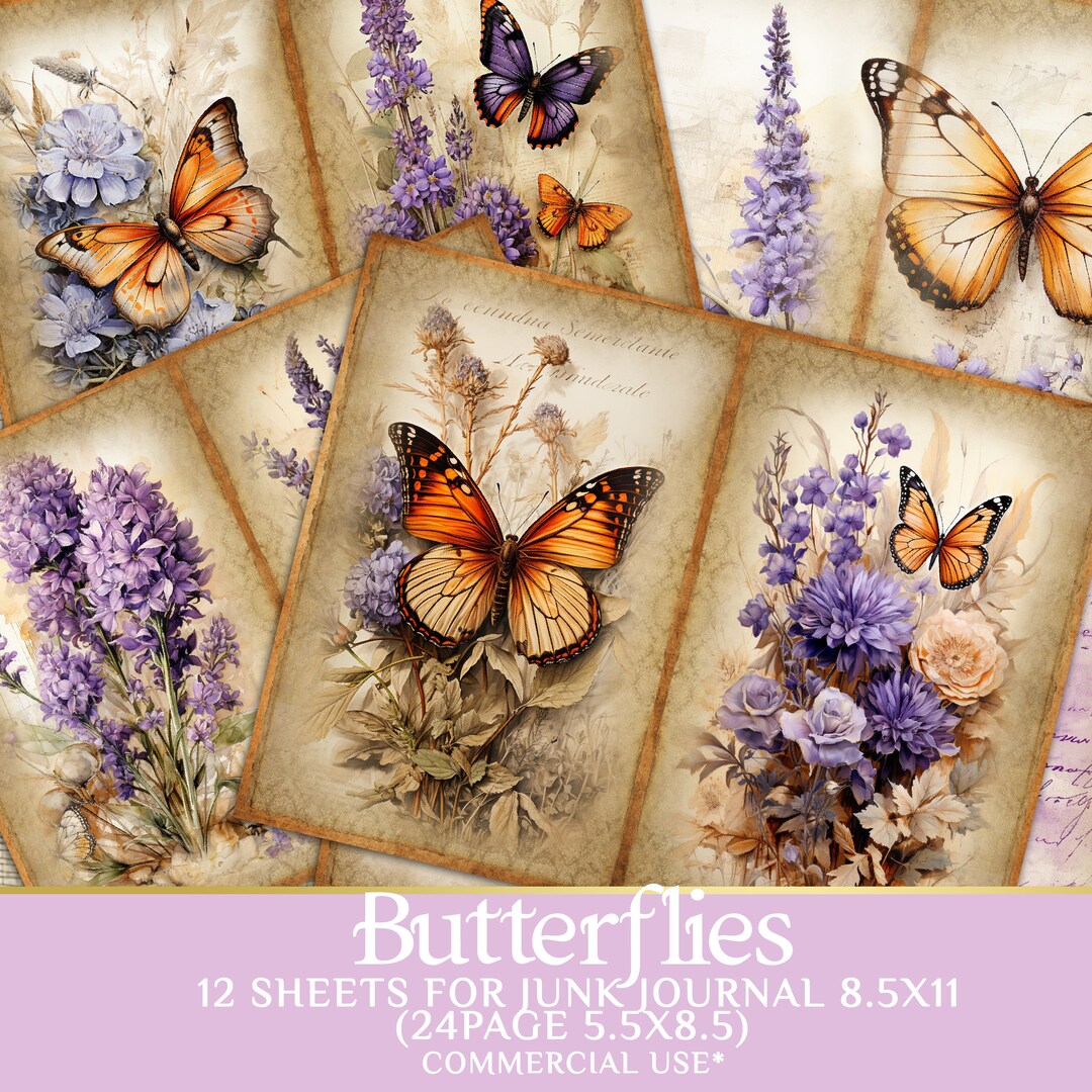 Junk Journal With Butterflies Monarch - Printable Pages Kit for ...